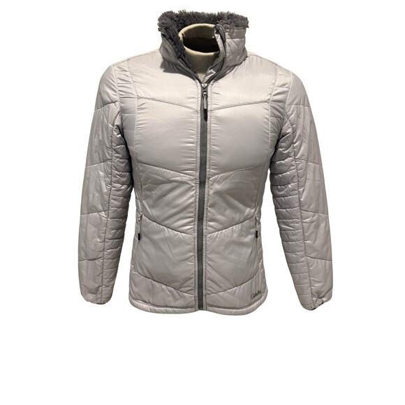 Cabela’s Women Small PrimaLoft Insulated Puffer Jacket Gray Quilted Fleece Lined - Picture 1 of 7
